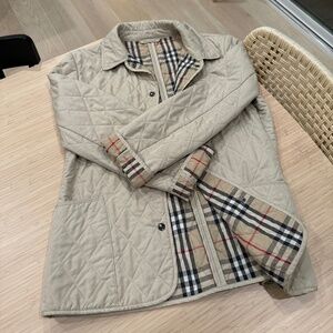 Burberry Beige Quilted Utility Jacket with Signature Check Trim